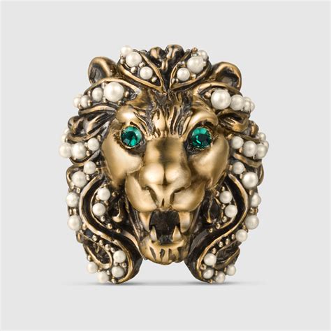 gucci lion head ring with crystal|gucci lion head necklace.